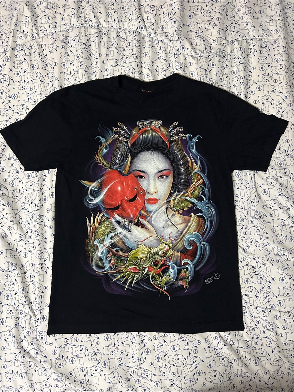 ROCK CHANG Geisha Textured Graphic with Metal Finishings Tee Shirt